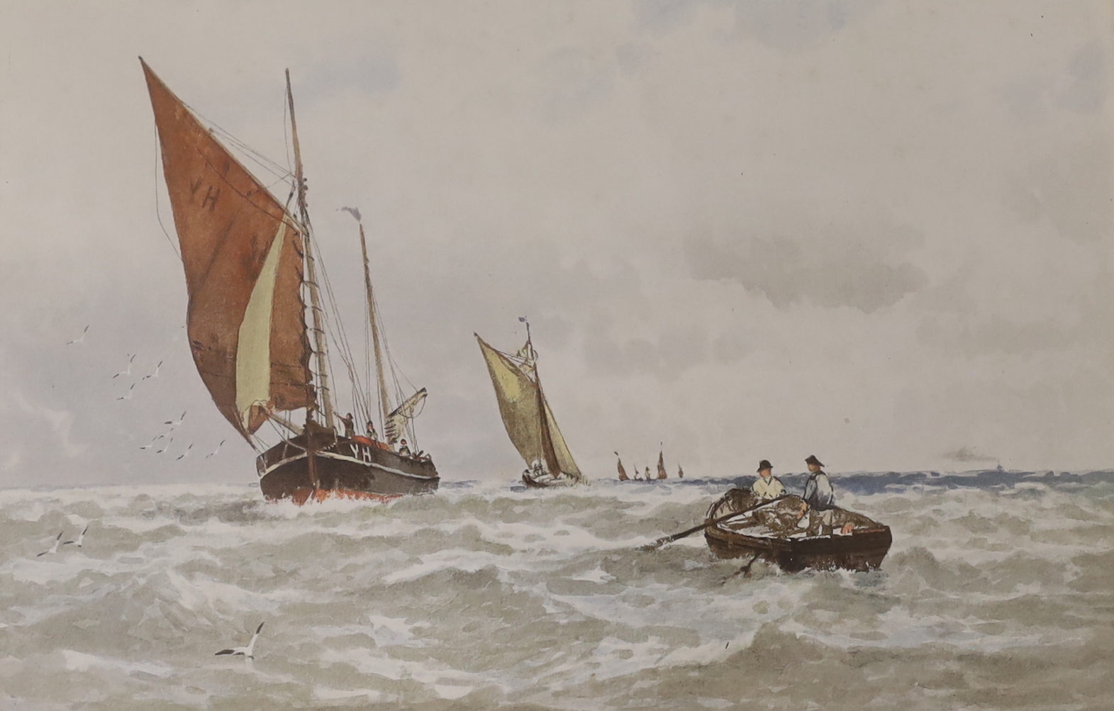 George Stanfield Walters (1838-1924), pair of watercolours, Shipping off the coast, each signed, 22 x 32cm